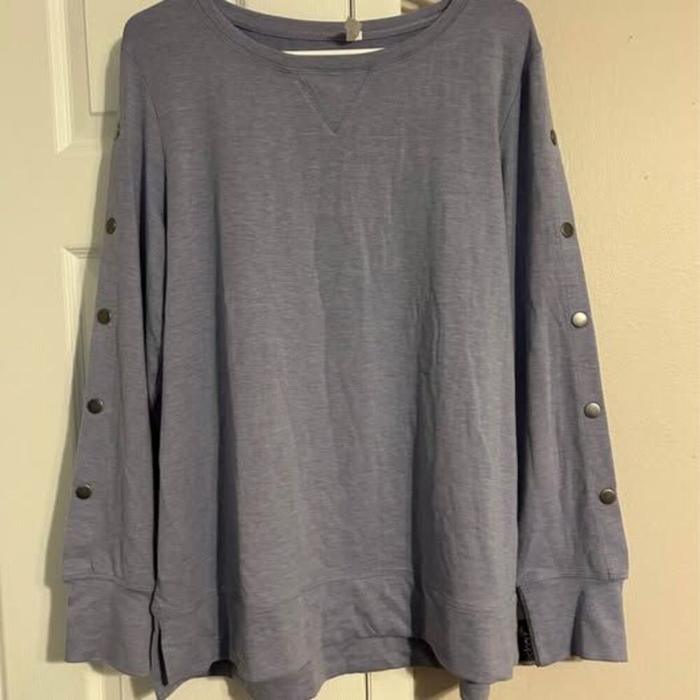 NWT Ideology Blue Snap Sleeve Sweatshirt XL